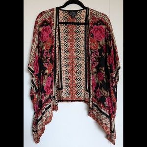 Scarf print kimono cover up